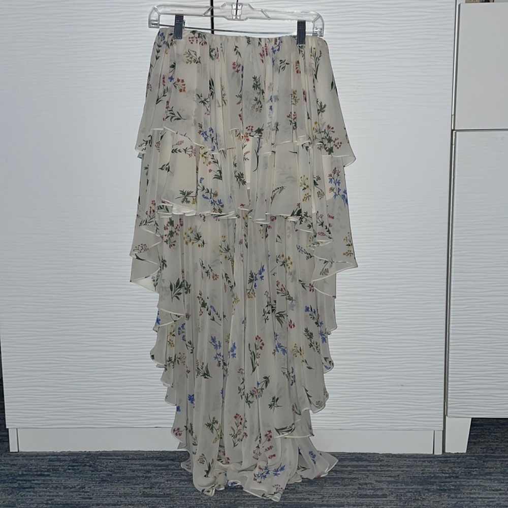 CAROLINE CONSTAS chiffon floral ruffle skirt